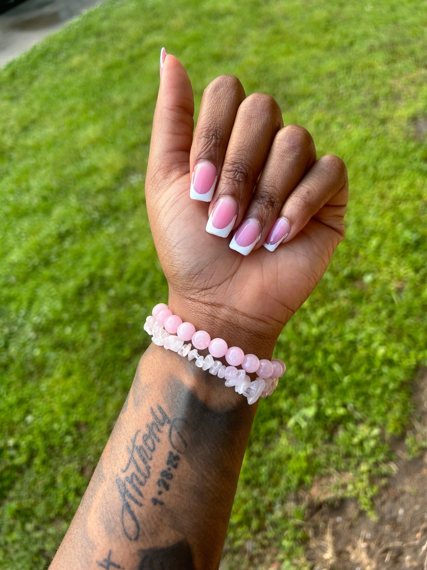 Rose Quartz Crystal Bracelet (Set)